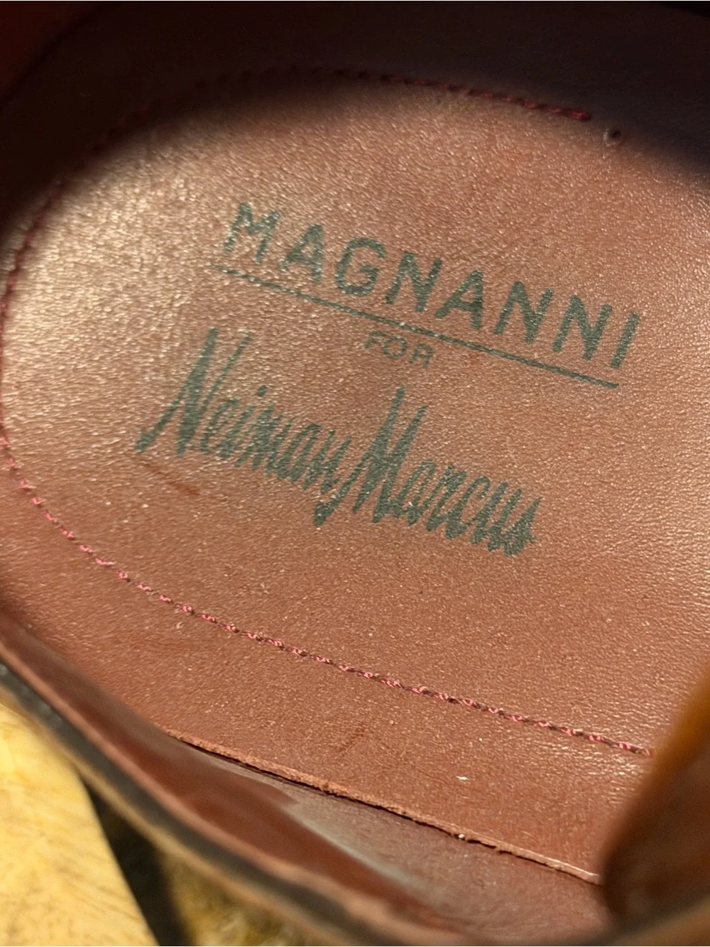 Magnanni Burnished Tan Leather Single Monk Strap Shoes. Neiman Marcus